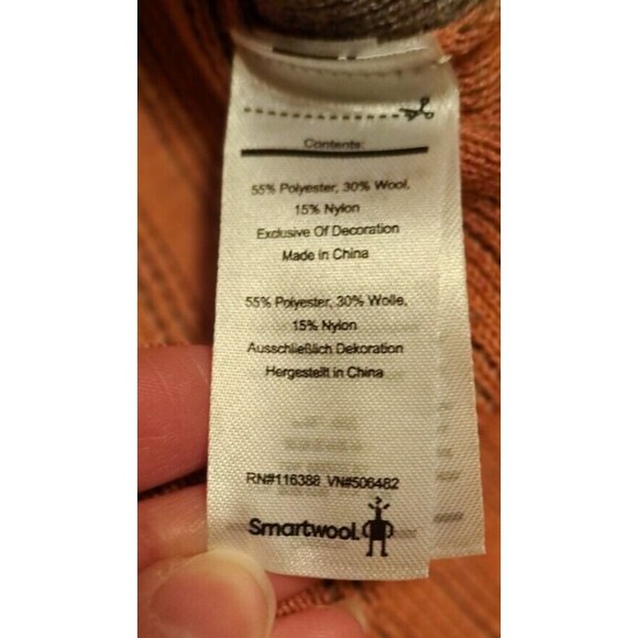 Smartwool Woman's Size L Orange/Gray V-Neck Long Sleeve Sweater Ribbed Stretch - Picture 9 of 11